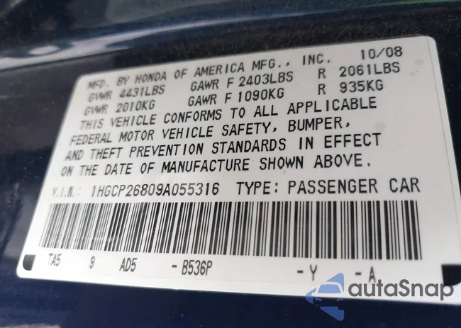 1HGCP26809A055316: 38300752