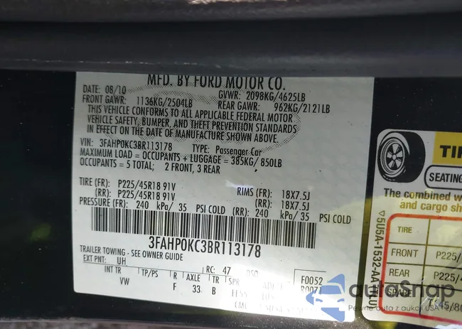 3FAHP0KC3BR113178: 38306361