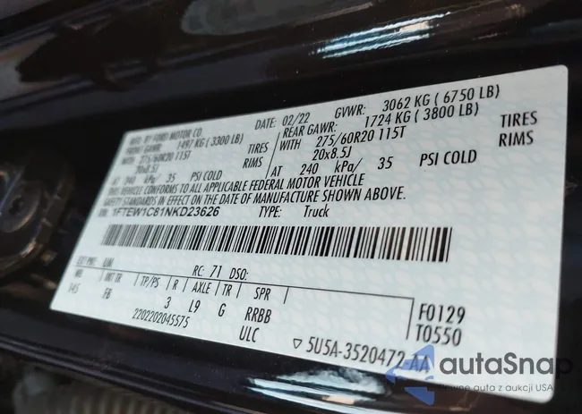 1FTEW1C81NKD23626: 38310208