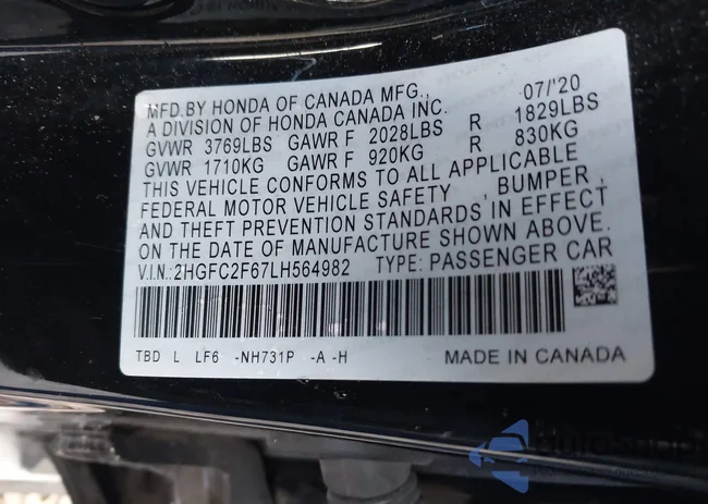 2HGFC2F67LH564982: 38318926