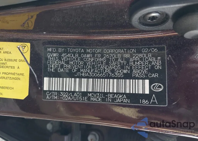 JTHBA30G665176355: 38340217