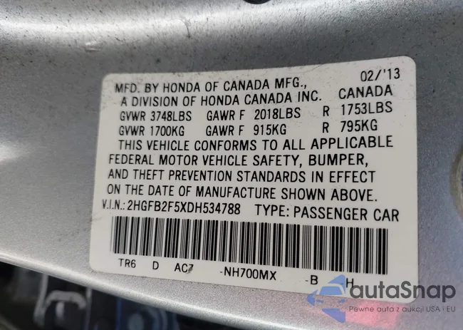 2HGFB2F5XDH534788: 38342032