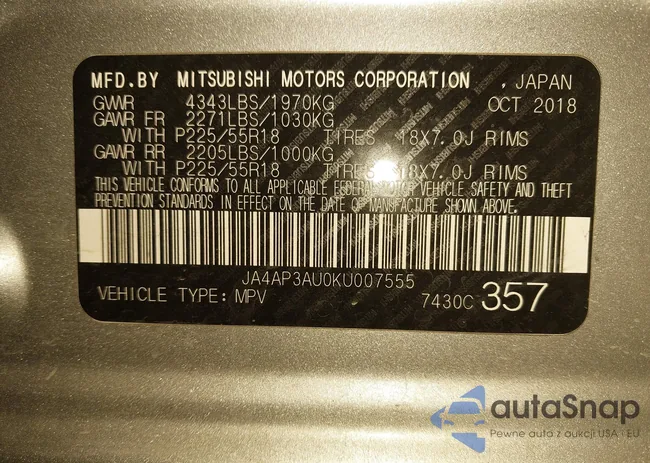 JA4AP3AU0KU007555: 38355552