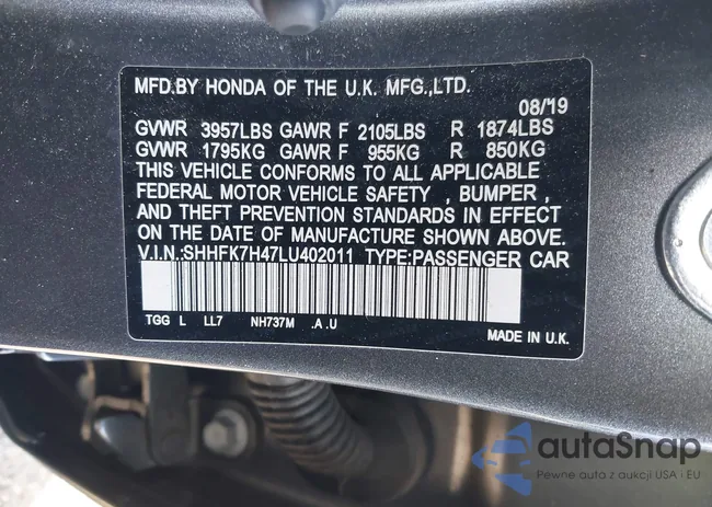 SHHFK7H47LU402011: 38362020