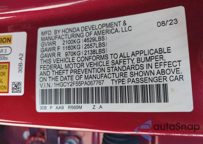 1HGCY2F55PA067767: 38413874