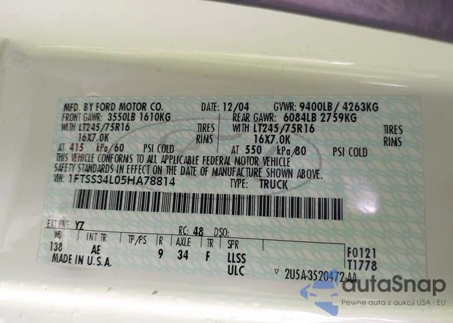 1FTSS34L05HA78814: 38422720