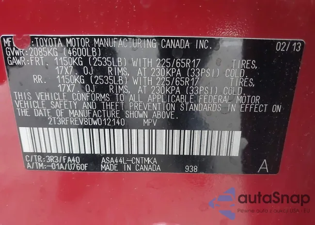 2T3RFREV8DW012140: 38425668