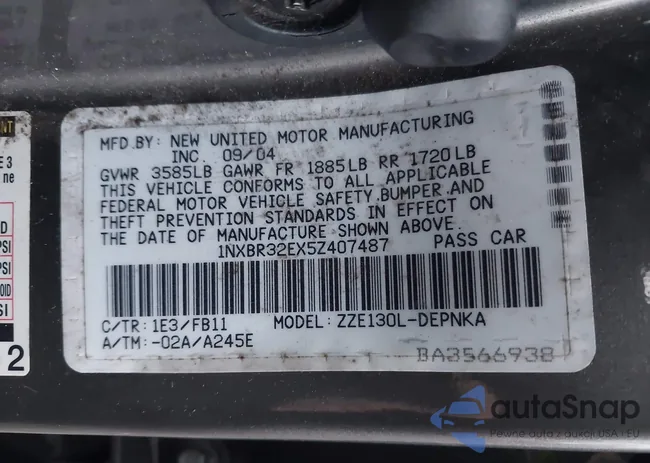 1NXBR32EX5Z407487: 38426450