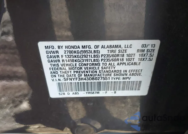 5FNYF3H43DB027551: 38434730