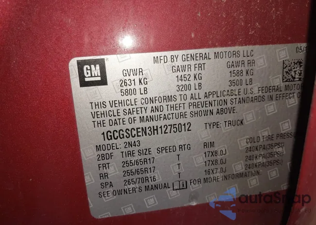 1GCGSCEN3H1275012: 38441421