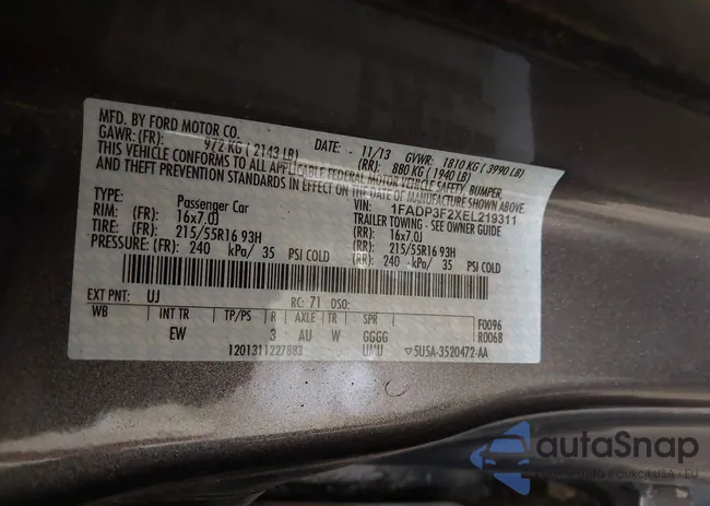 1FADP3F2XEL219311: 38452833