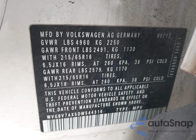 WVGBV7AX5DW544314: 38454652