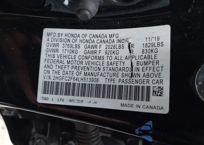 2HGFC2F64LH513908: 38460847