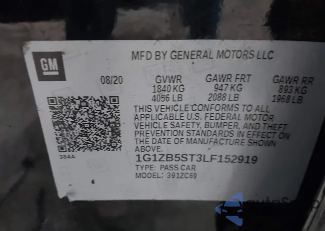 1G1ZB5ST3LF152919: 38476090