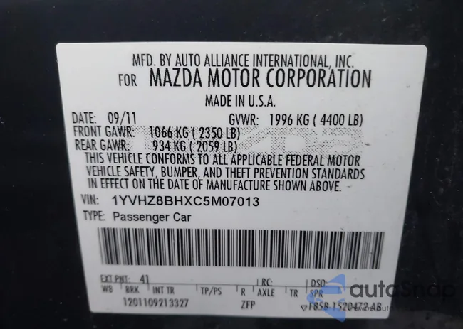 1YVHZ8BHXC5M07013: 38479702