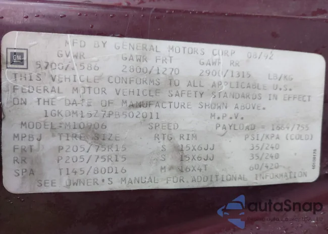 1GKDM15Z7PB502011: 38480721