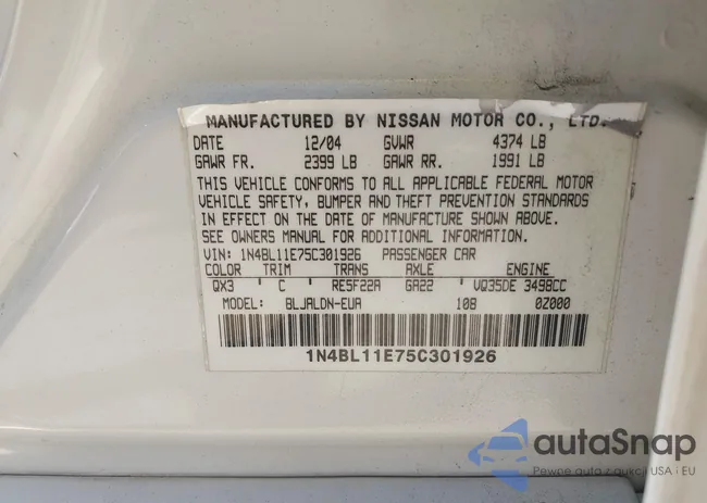 1N4BL11E75C301926: 38486505