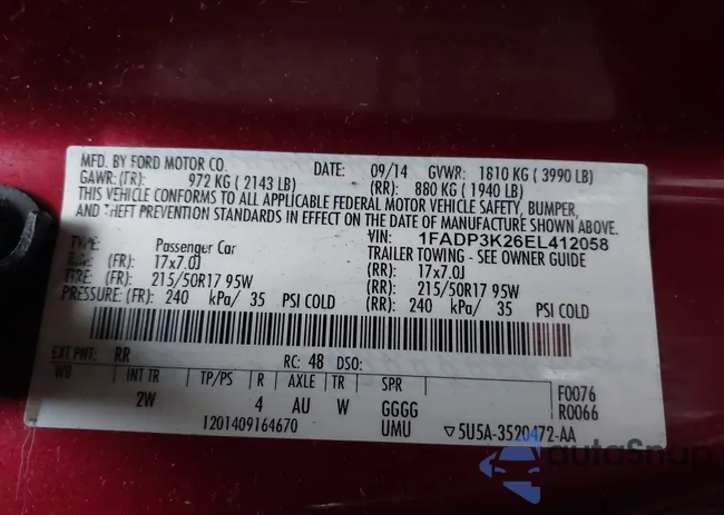 1FADP3K26EL412058: 38498757