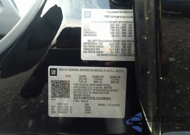 3GTU9FED3LG238401: 37561848