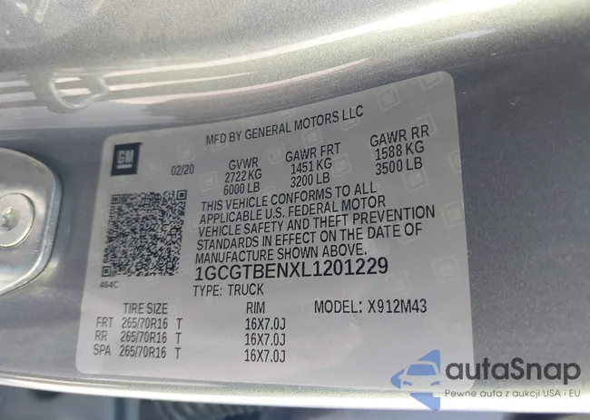 1GCGTBENXL1201229: 37603000