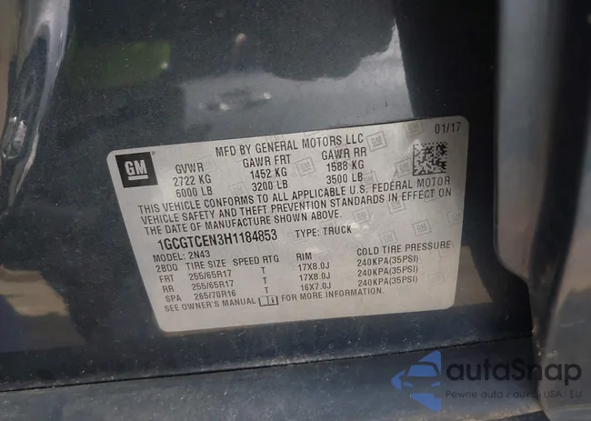 1GCGTCEN3H1184853: 37618293