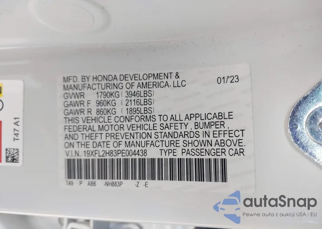 19XFL2H83PE004438: 37620361