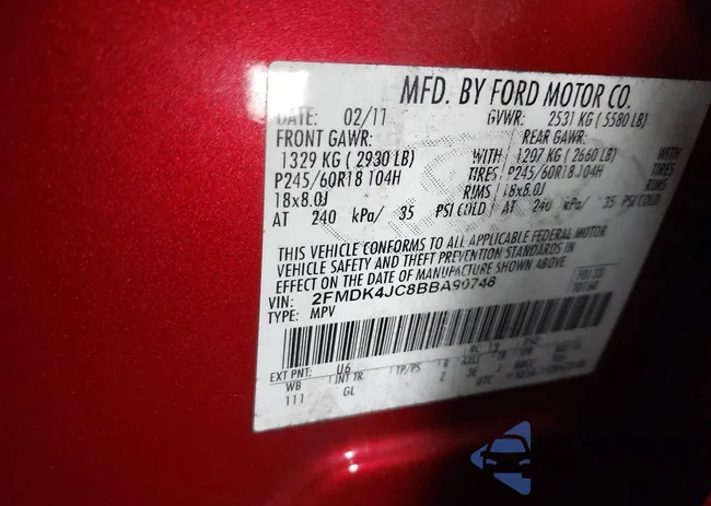 2FMDK4JC8BBA90748: 37621650