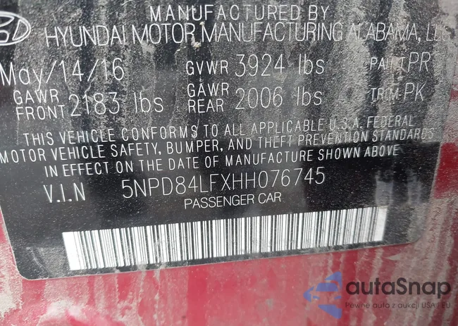 5NPD84LFXHH076745: 37639950