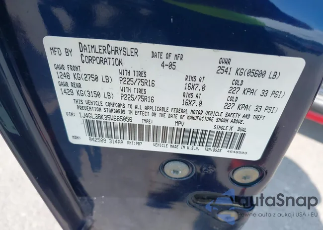 1J4GL38K35W685056: 37647930