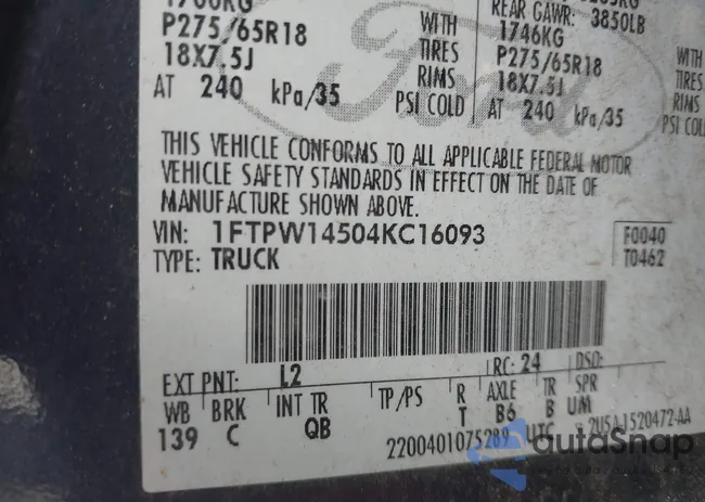 1FTPW14504KC16093: 37651244