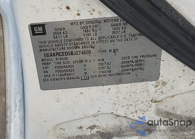 5GAKRCED9BJ274808: 37662017