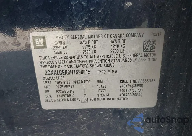 2GNALCEK3H1590015: 37670334