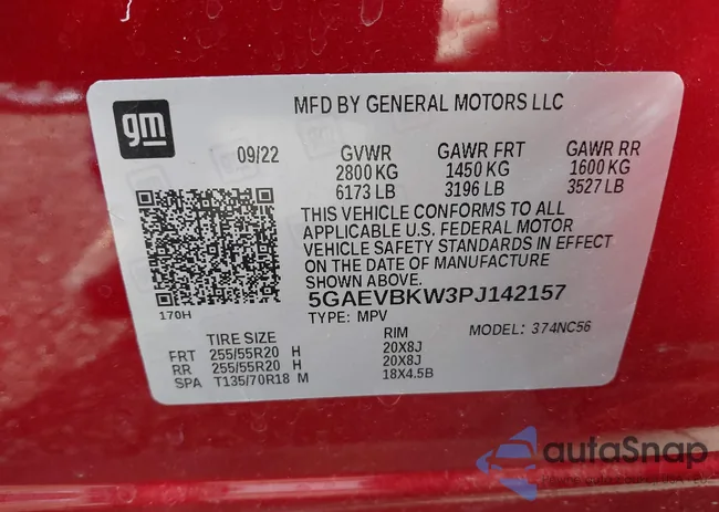 5GAEVBKW3PJ142157: 37677381