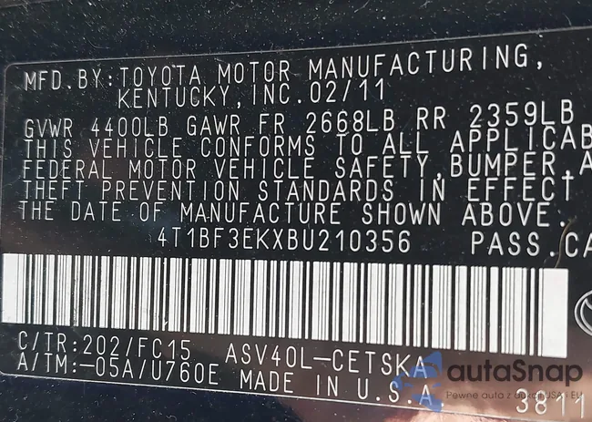 4T1BF3EKXBU210356: 37681355