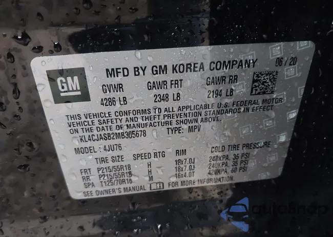 KL4CJASB2MB305678: 37682587