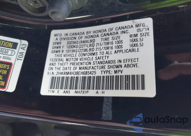 2HKRM4H38EH685425: 37682220