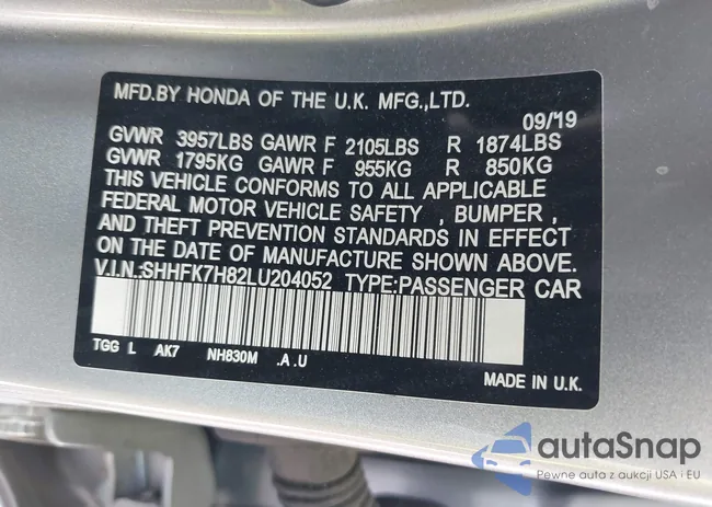 SHHFK7H82LU204052: 37683724