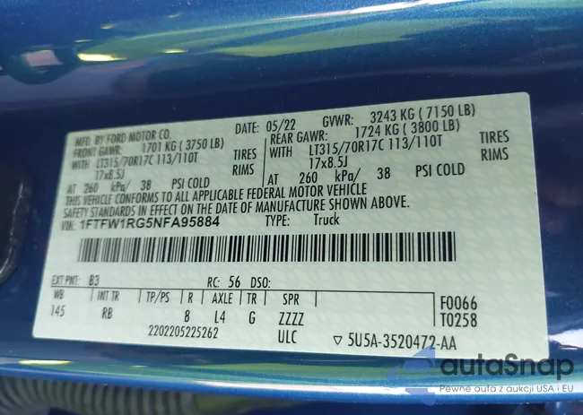 1FTFW1RG5NFA95884: 37709476