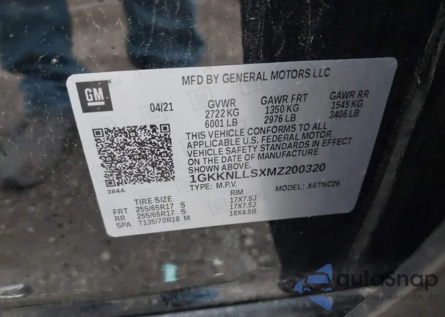 1GKKNLLSXMZ200320: 37741570