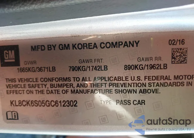 KL8CK6S05GC612302: 37750853