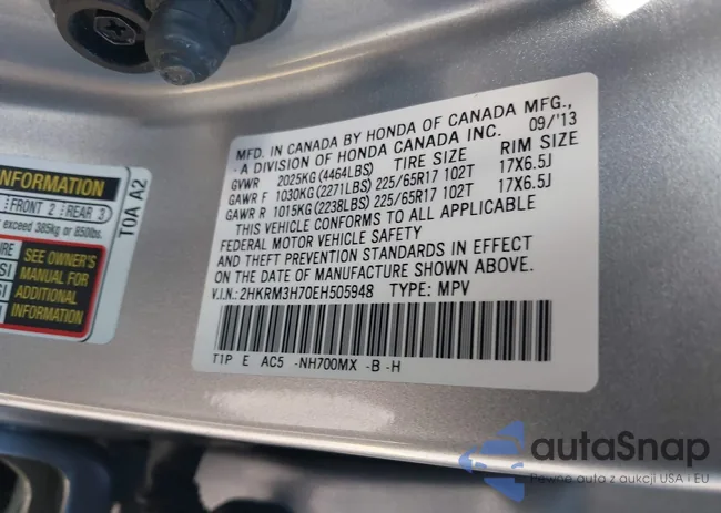 2HKRM3H70EH505948: 37752390