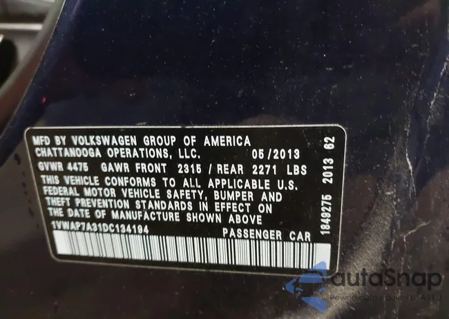 1VWAP7A31DC134194: 37771721
