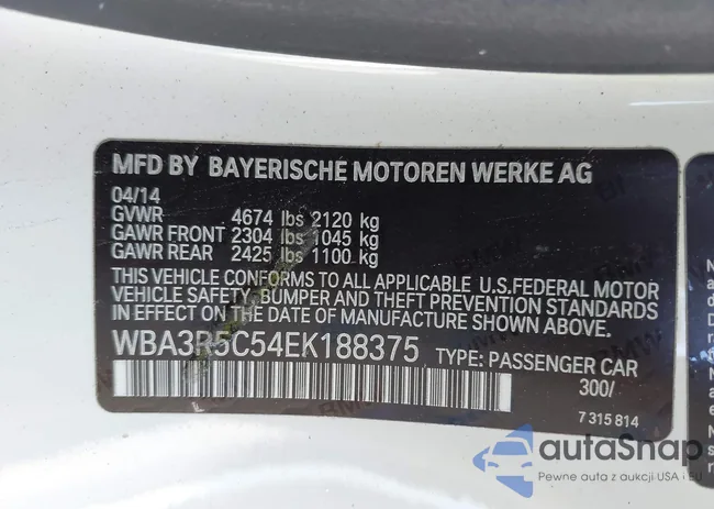 WBA3R5C54EK188375: 37800341