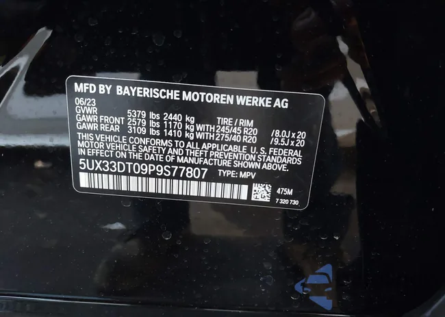 5UX33DT09P9S77807: 37807327
