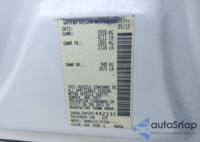 1N4AL3AP3FC442132: 37812370