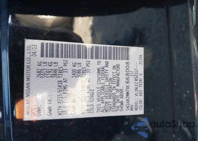 5N1AR2MM7DC668008: 37818181