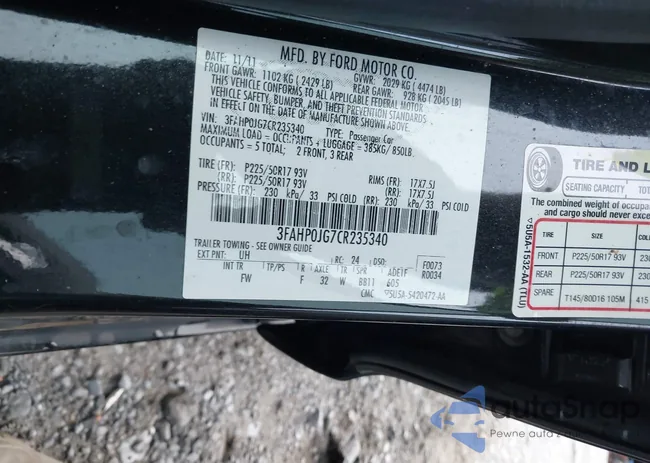 3FAHP0JG7CR235340: 37819044