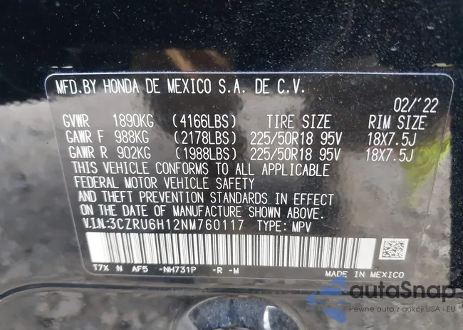 3CZRU6H12NM760117: 37821946