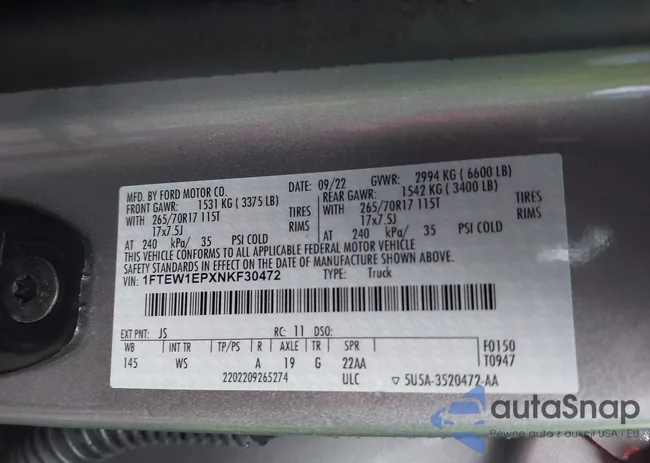 1FTEW1EPXNKF30472: 37834714