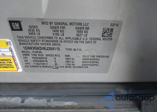 1GNKVGKD4EJ284115: 37839190